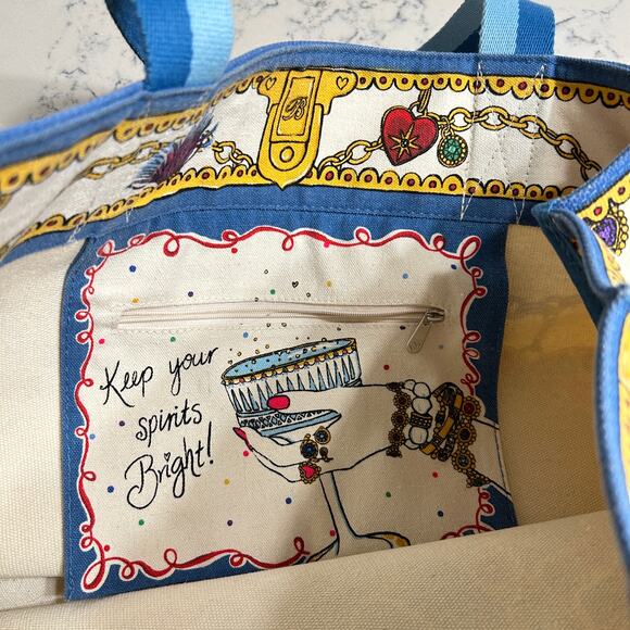 Brighton Large Glittering Love Canvas Tote Jewels Keep Your Spirits Bright 14x16 - Picture 12 of 12